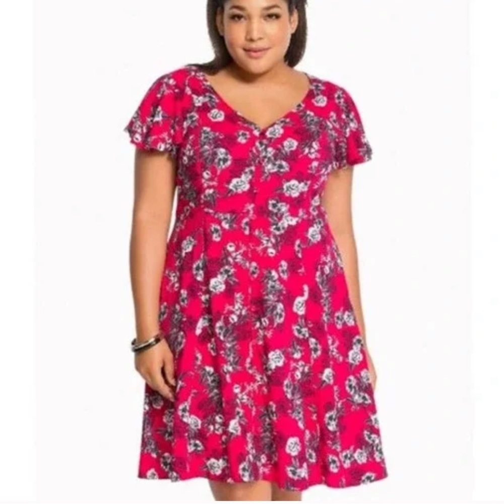 Torrid New Acas Flutter Sleeve Button Front Mini … - image 1